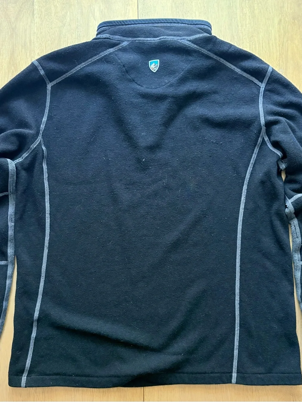 KUHL Kashmira Mens Large Black Charcoal Quarter Zip Fleece Pullover Sweater - Picture 5 of 7